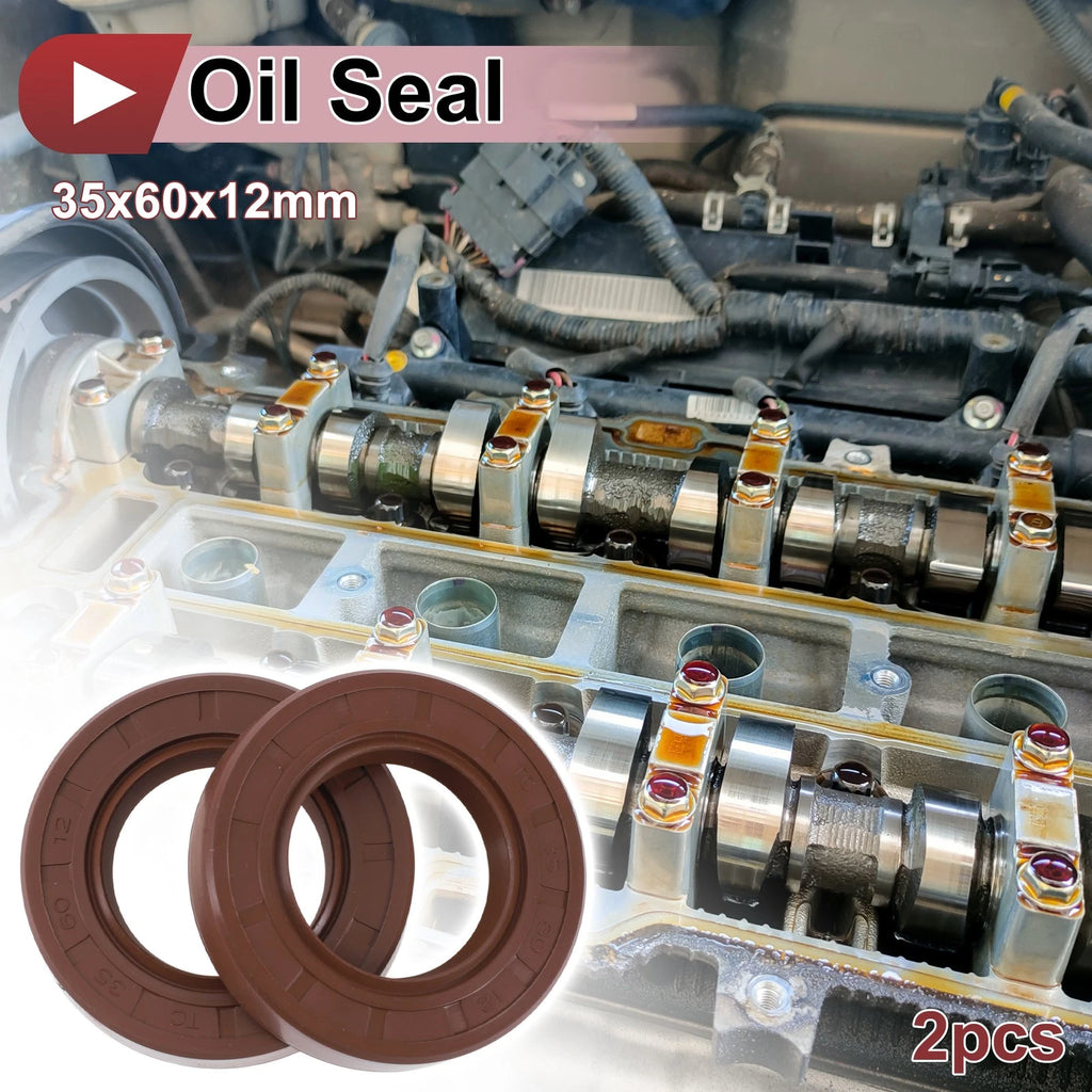 2X Oil Seal Rotary Shaft Seal for Various Models (35x60x12mm) FKM Rubber
