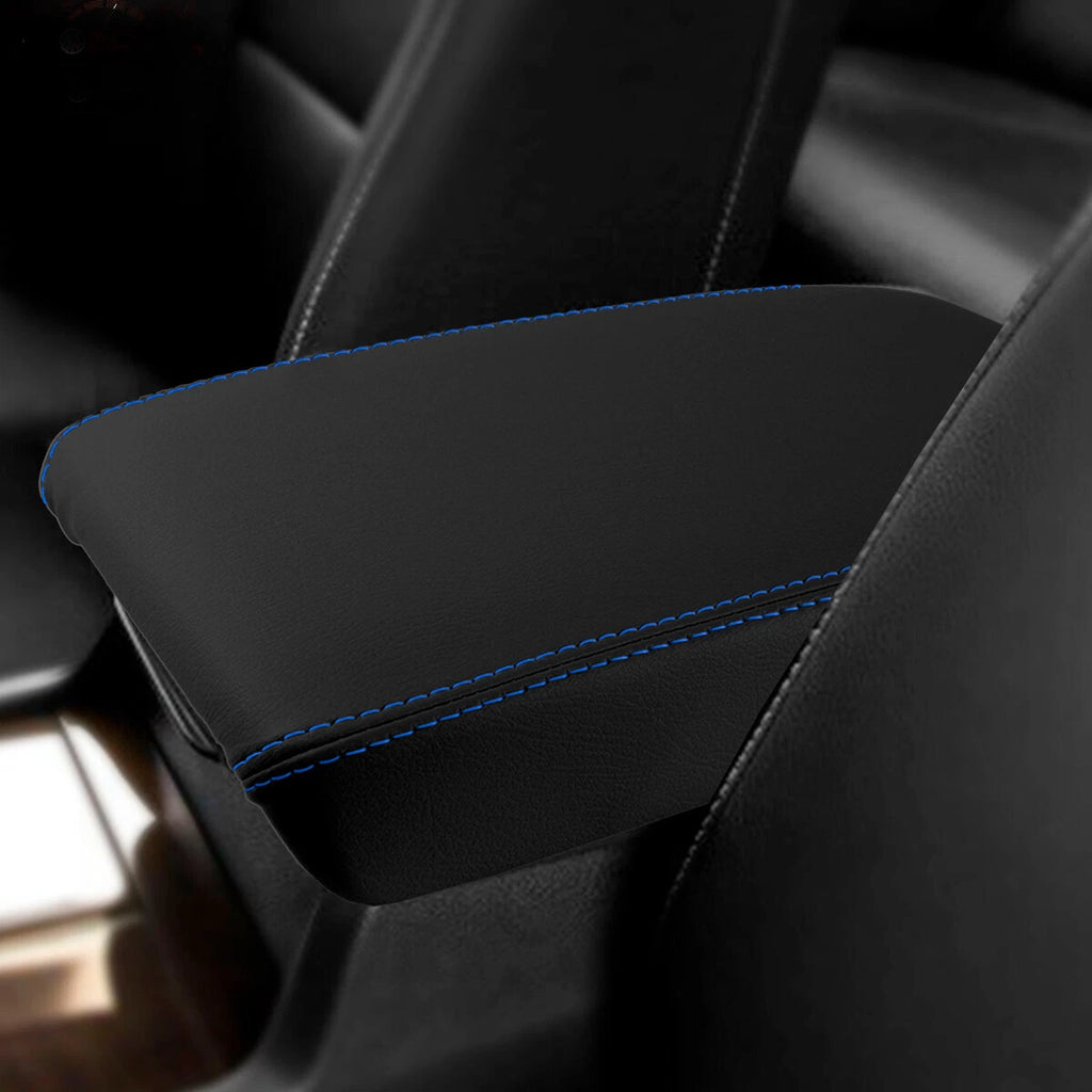 Leather Console Lid Armrest Cover for Acura TSX (2009–2014) Blue Stitch