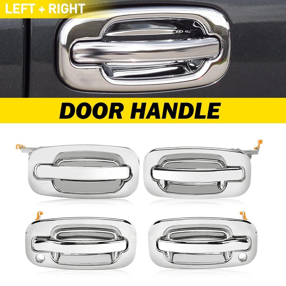 Set of 4 Chrome Exterior Door Handles for Chevy Silverado GMC Sierra (1999–2006)