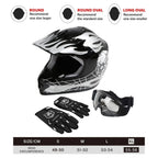 Youth Full Face Motocross Helmet Black Skull for Motorcycle S M L XL