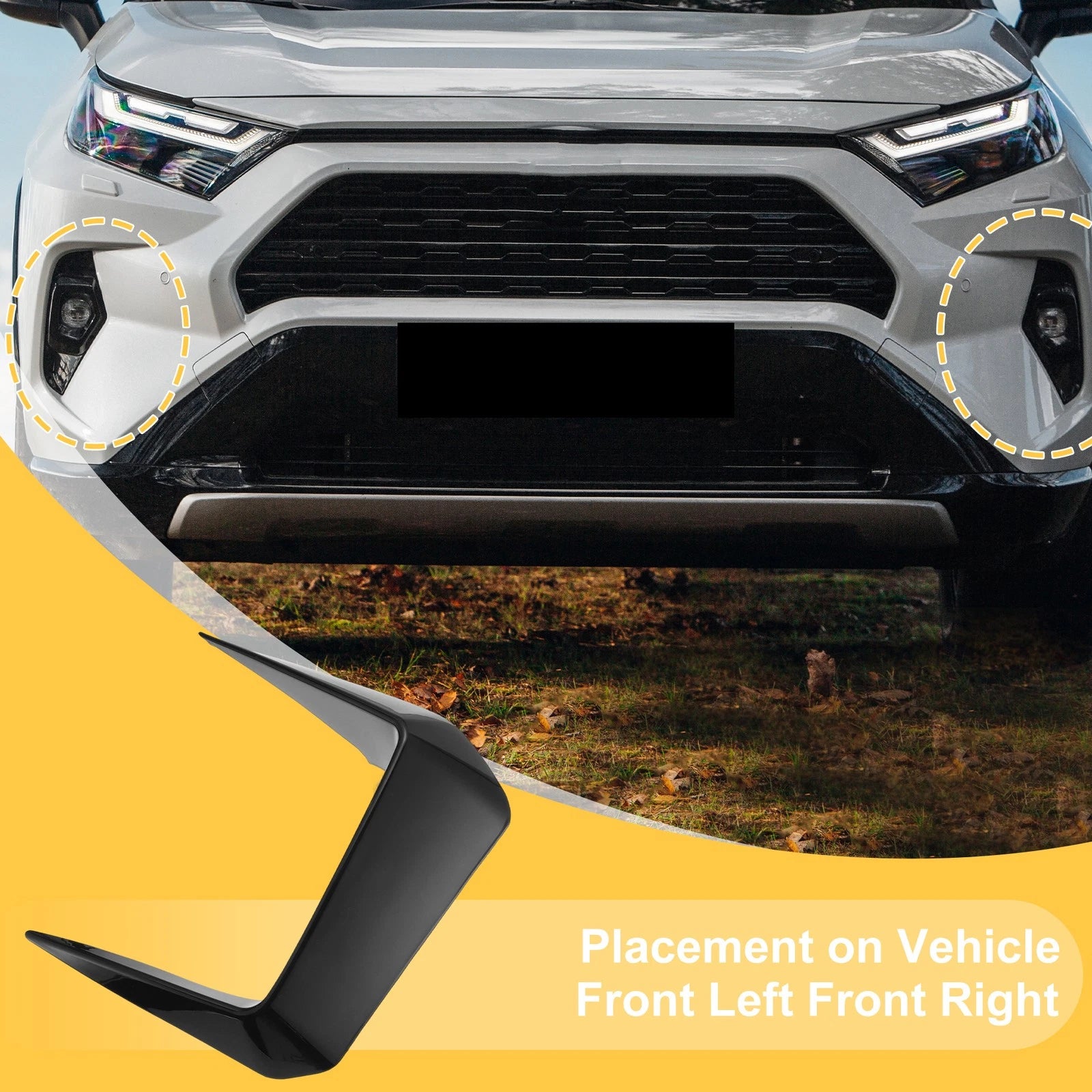 Set of 2 Fog Light Cover Trim for Toyota RAV4 (2019–2025) Gloss Black