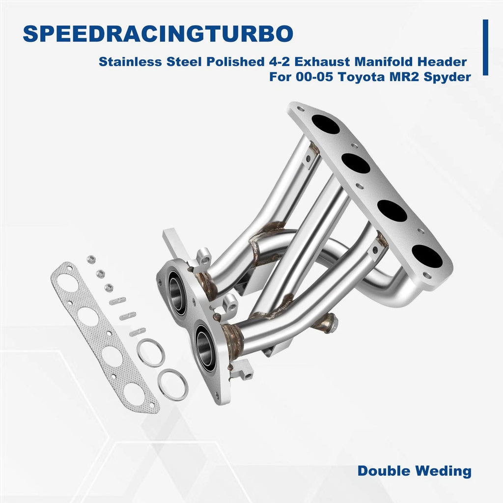 Stainless Steel Polished 4-2 Exhaust Manifold Header for Toyota MR2 Spyder (2000–2005)