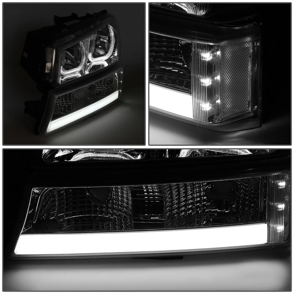 2X J-Halo LED DRL Smoked/Clear Headlight Bumper Lamp for Chevy Silverado (2003–2007)
