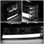 2X J-Halo LED DRL Smoked/Clear Headlight Bumper Lamp for Chevy Silverado (2003–2007)