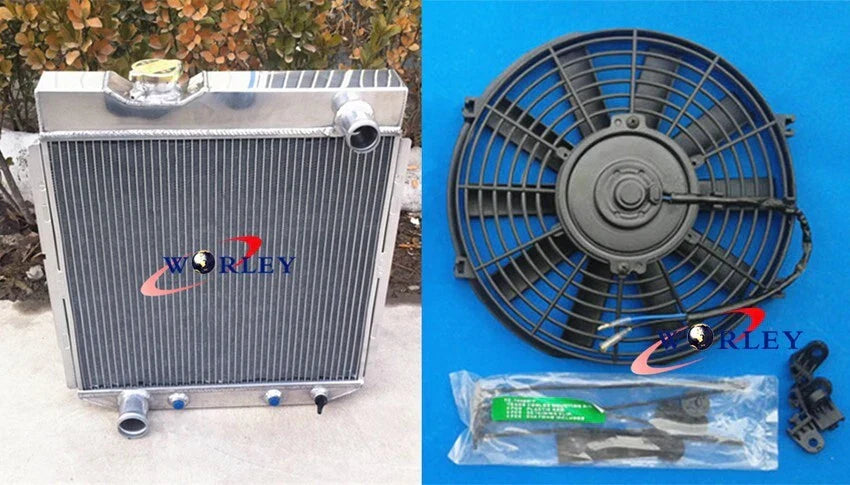 3 Row Aluminum Radiator + Fan for 1965-1966 Ford Mustang, 1964-1965 Mercury Comet