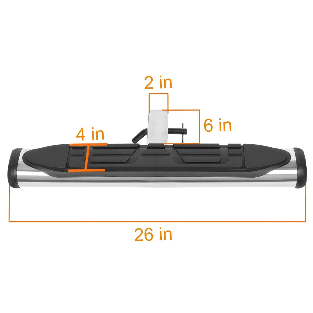 26" Oval Rear Bumper Trailer Tow Hitch Step Bar for Universal Fit (2" Receiver)