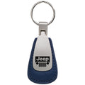 Grille on Blue Leather Teardrop Keychain - Officially Licensed for Jeep