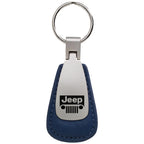 Grille on Blue Leather Teardrop Keychain - Officially Licensed for Jeep