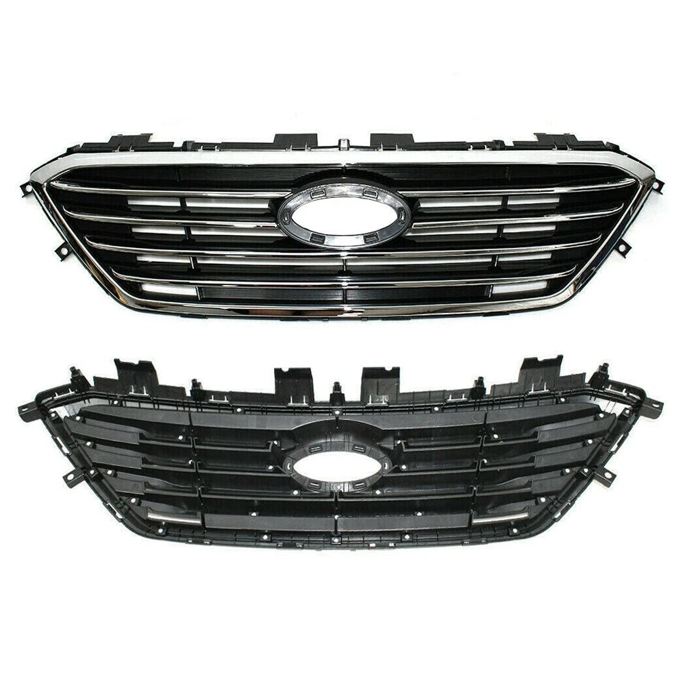 Front Upper Grille for Hyundai Sonata (2015-2017) Black Chrome
