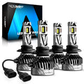 2X 9005/HB3 + 9006/HB4 LED Headlight Bulbs Kit for High Low Beam (6500K)