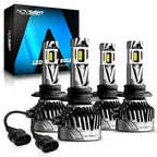 2X 9005/HB3 + 9006/HB4 LED Headlight Bulbs Kit for High Low Beam (6500K)