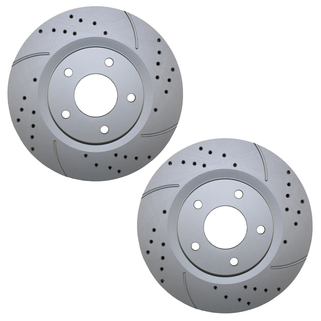 Pair of Front Drilled Brake Rotors for Chrysler Dodge Jeep (294mm)