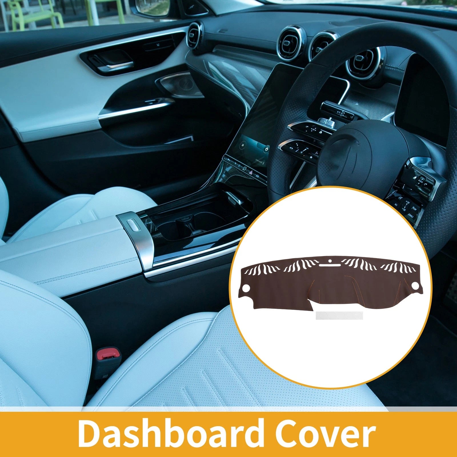 Dashboard Cover for Mercedes-Benz C-Class (2011–2013) Dash Mat Carpet Brown