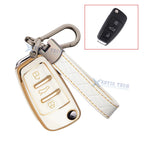 TPU Full Seal Flip Remote Key Fob Case with Keychain for Audi (2010–2024)
