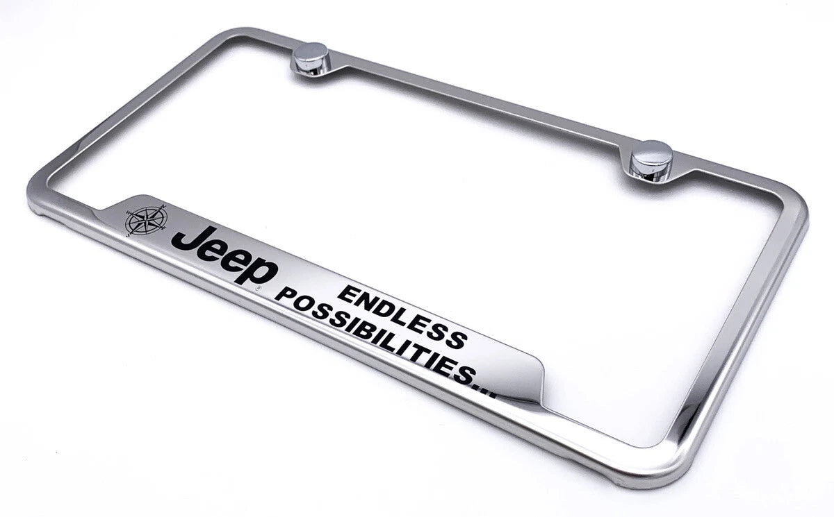 License Plate Frame Chrome Stainless Replacement for Jeep Wrangler (2018–2024)