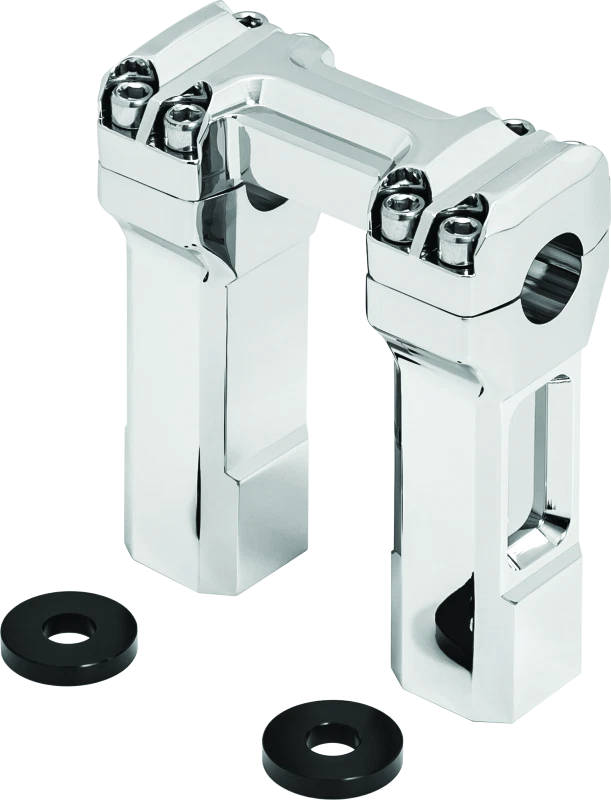 5 Inch Billet Handlebar Risers for Harley Motorcycles (Chrome, Black)