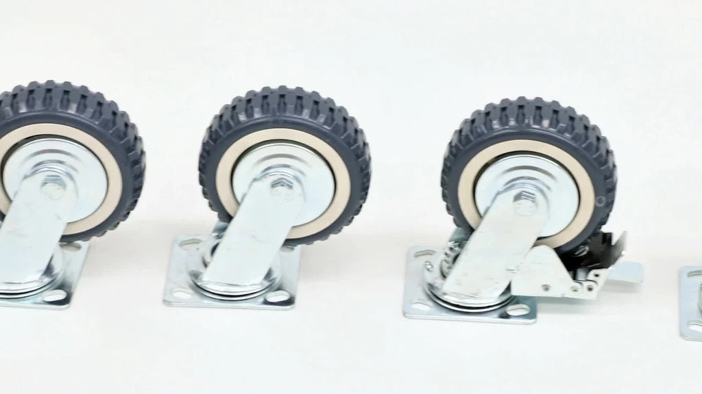 Set of 4 Grey PU Universal Wheels with Inclined Brakes