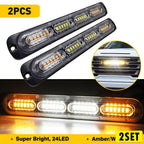 4x Amber/White 24LED Strobe Light Kit for Trucks