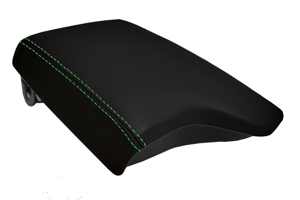 Leather Console Lid Armrest Cover for Ford Ranger (2019–2020) Green Stitch