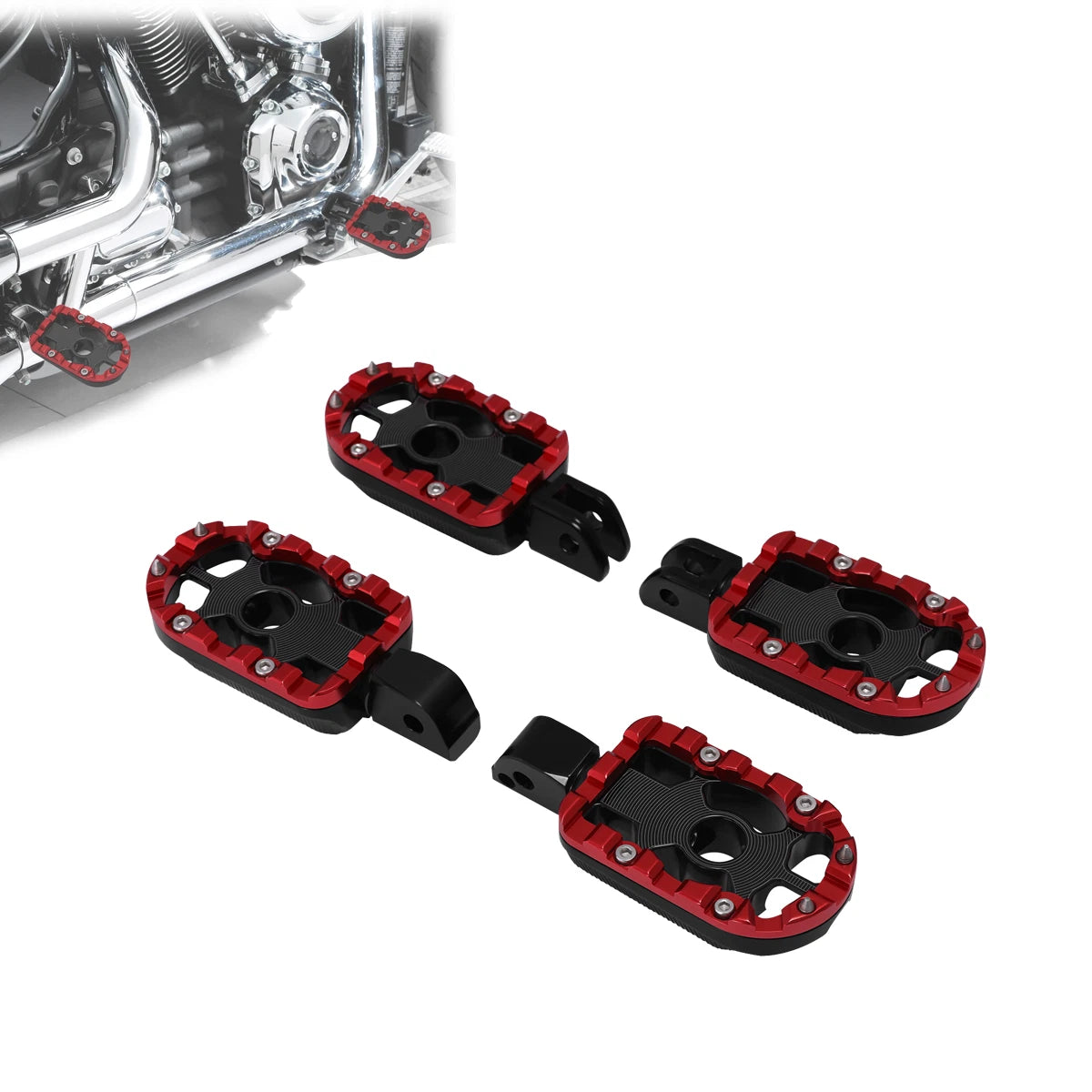 Footpegs & Bracket for Harley Davidson Softail (2018–2023) Black Red