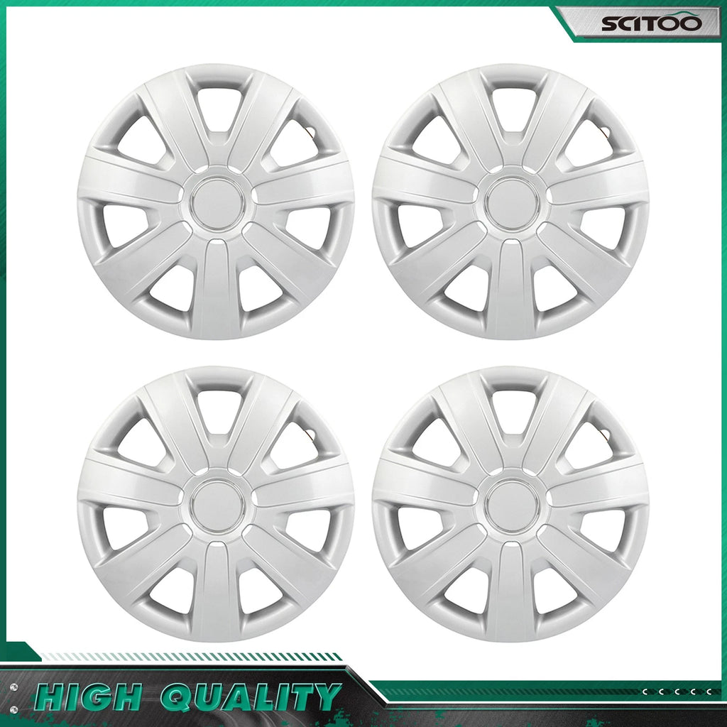 Set of 4 Snap On 15" Silver Wheel Covers Hub Caps for R15 Tire & Rim