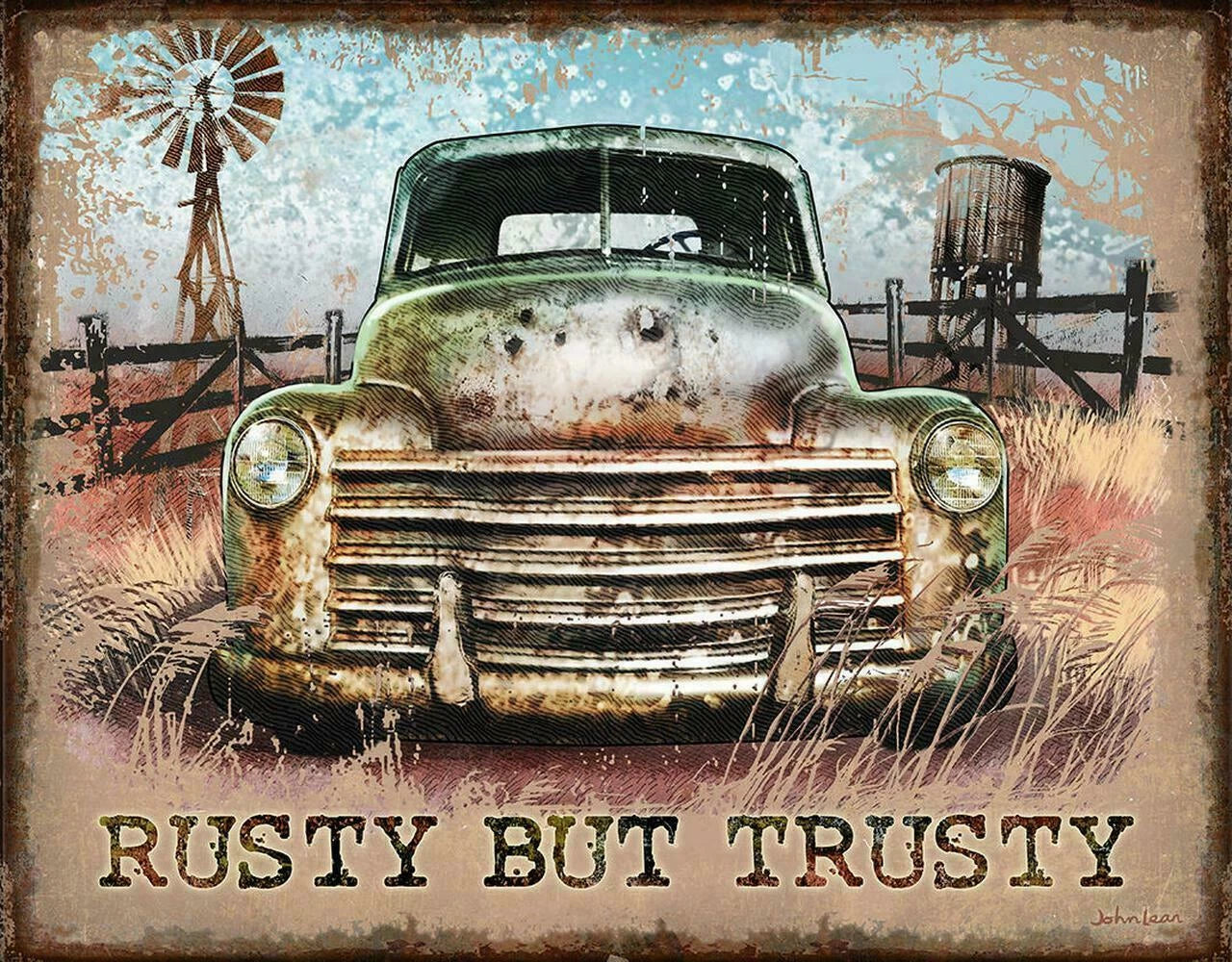Rustic Tin Metal Sign for Antique Car/Truck (Made in USA) 2572