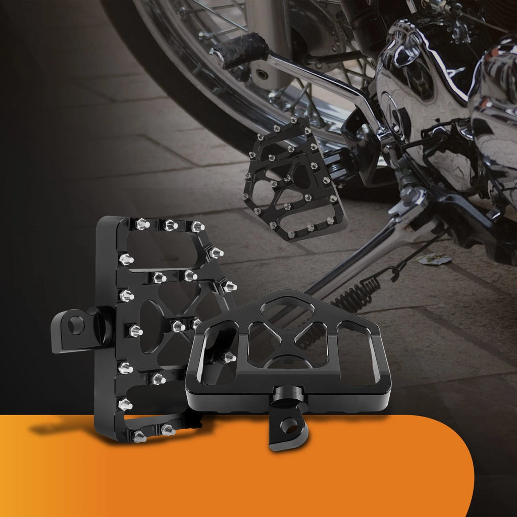 Black MX Style Wide Aluminum Foot Pegs for Harley Touring (2014–2023)