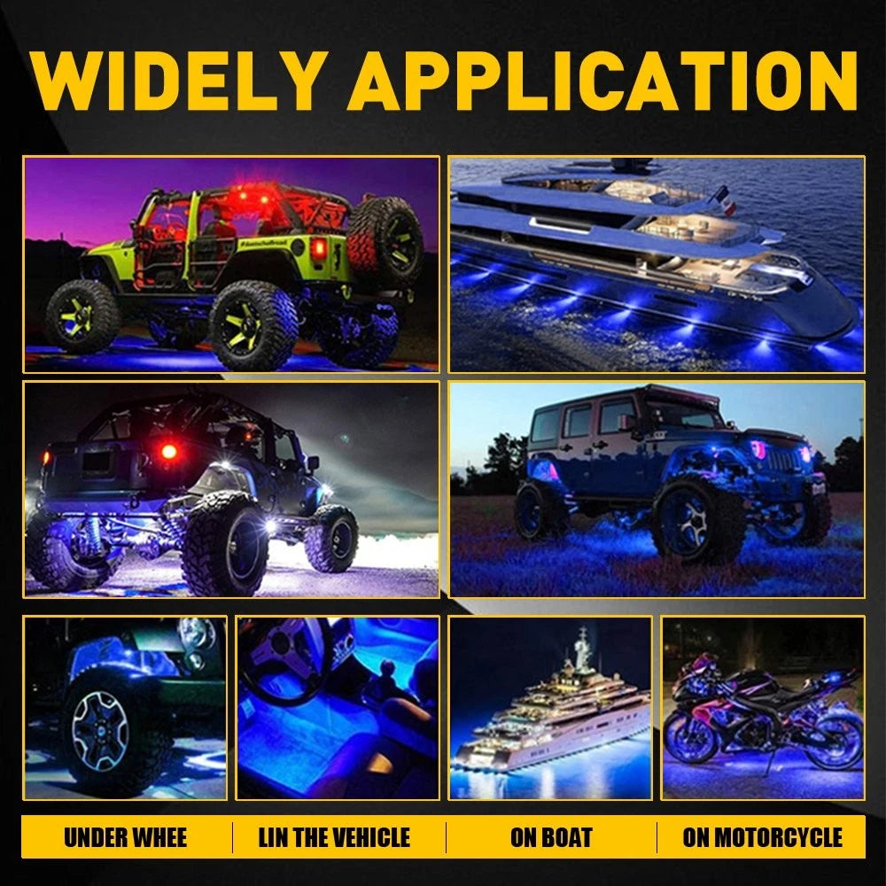 Set of 4 Blue LED Rock Lights for UTV (2010–2023)