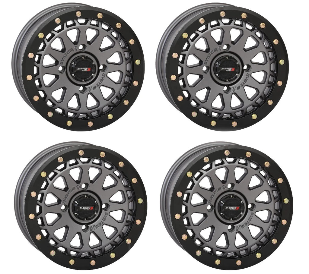 Set of 4 Beadlock Wheels for Maverick X3 (15x7, 4/137, SB-6, Gunmetal Gray)