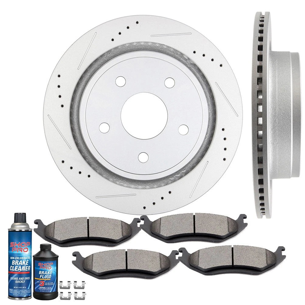 Drill Rear Brake Pads and Rotors for Dodge Durango Ram 1500 (2002–2023)