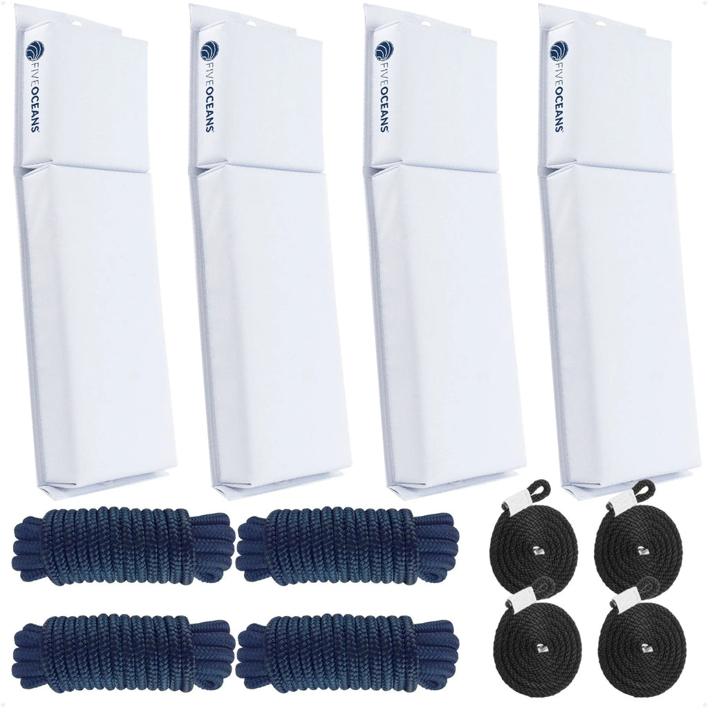4-Pack White Flat Boat Fender Kit for Boats (24" x 6-7/8" x 2-1/2")