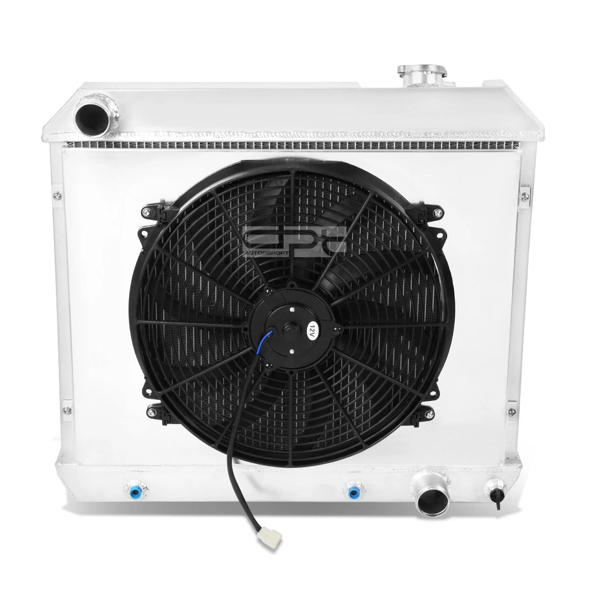 3-Row Aluminum Racing Radiator + Cooling Fan Shroud for Chevy GMC C/K C10 (1963–1966)