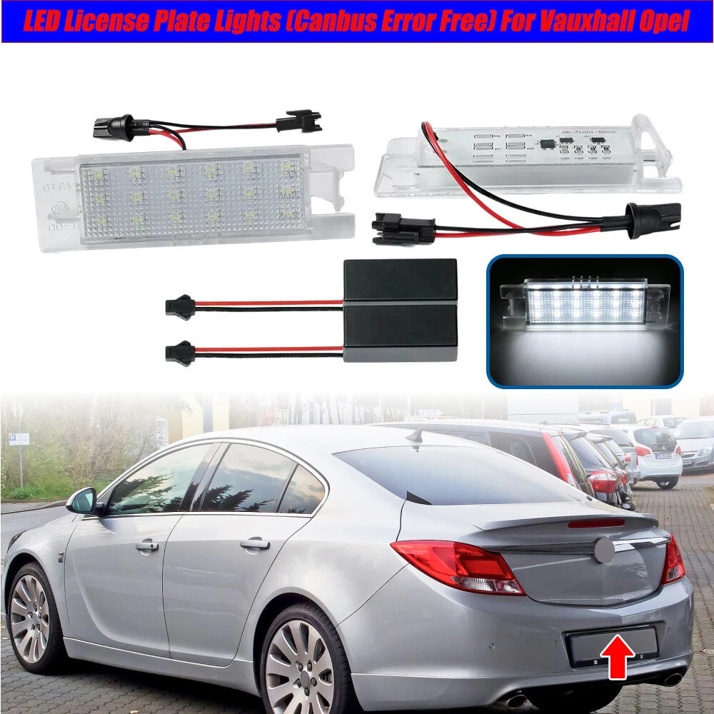 2X White LED License Plate Light Lamp for Zafira B Astra Insignia (2005–2011)