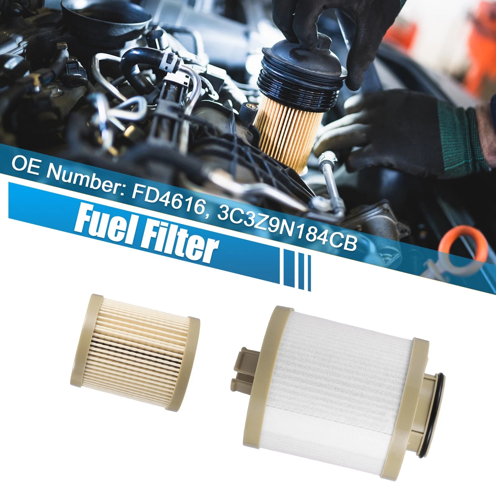 Set of 1 Fuel Filter Element for Ford F-350 Super Duty (2003–2007) FD4616 3C3Z9N184CB