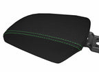 Console Lid Armrest Cover for Ford Focus (2012–2018) Carbon Fiber Green Stitch