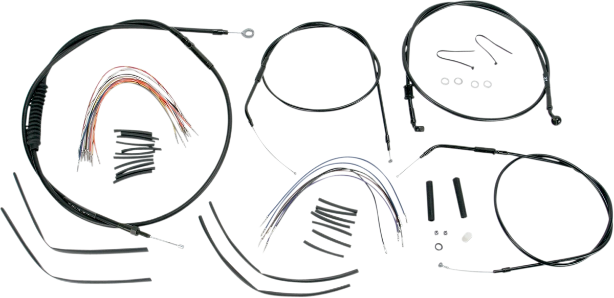 Complete Black Vinyl Handlebar Cable/Line Kit for Ape Hangers (16")