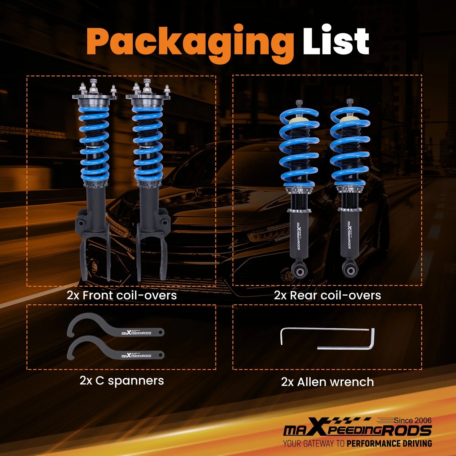 24 Level Adjustable Coilovers Lowering Kit for VW Touareg (2010–2017)