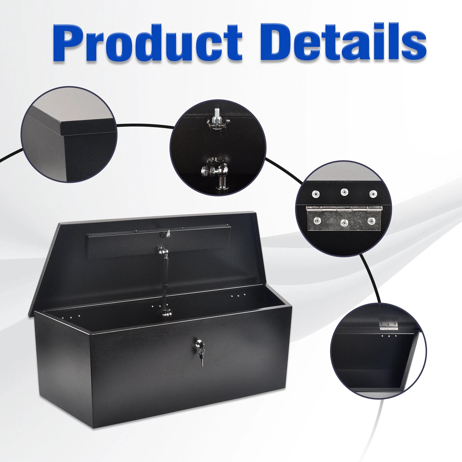Tool Box for Pickup Truck (35"x12"x11.8", Black Steel)