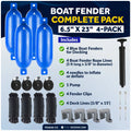 Set of 4 Boat Fenders for (6.5"x23", Blue)