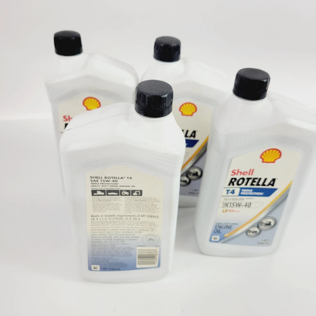 Set of 4 Shell Rotella SAE 15W-40 Diesel Engine Oil 1 QT for Diesel Engines
