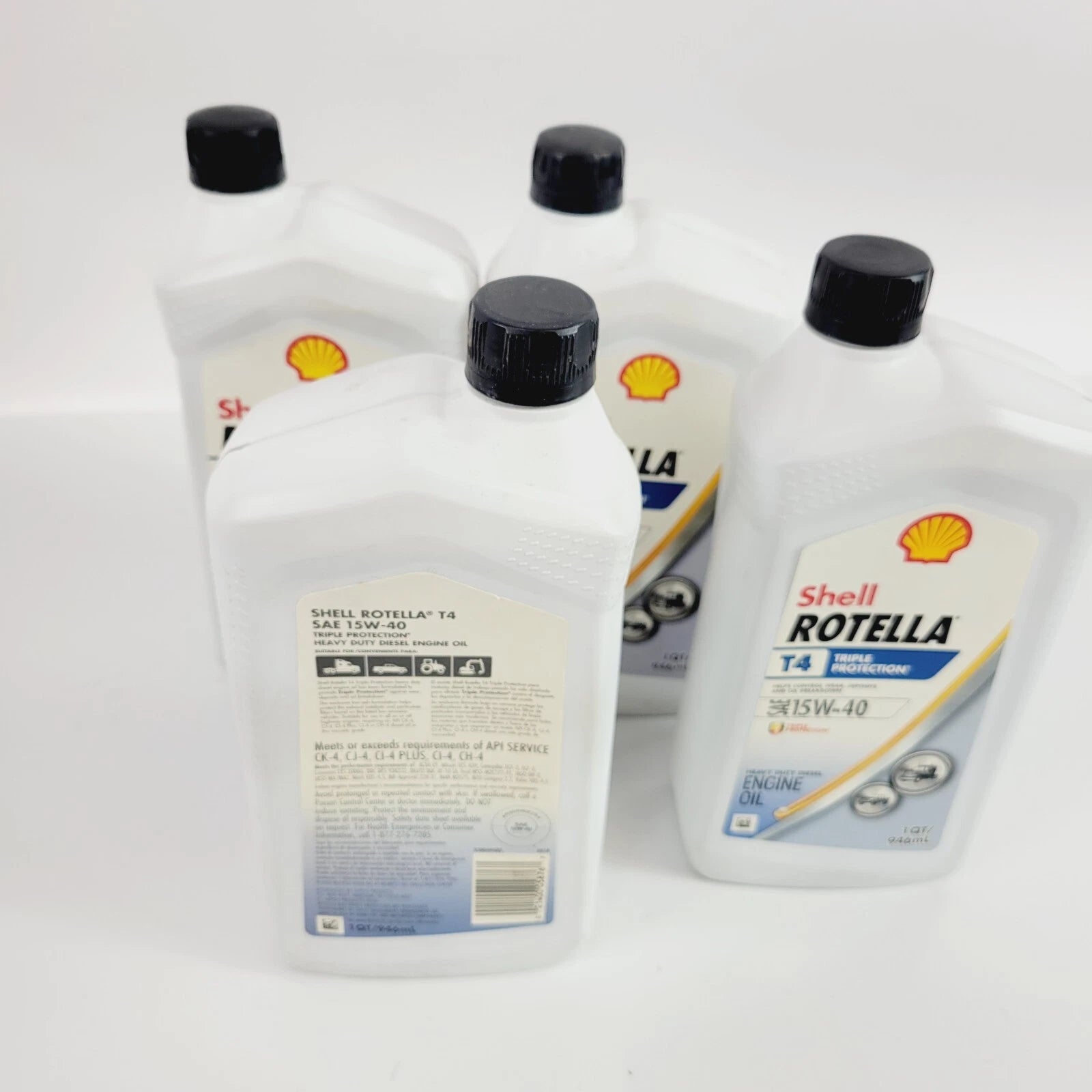 Set of 4 Shell Rotella SAE 15W-40 Diesel Engine Oil 1 QT for Diesel Engines
