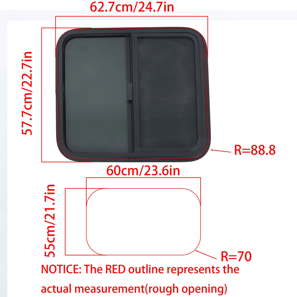 24" x 22" Horizontal Slider RV Window for Trailers with Screen