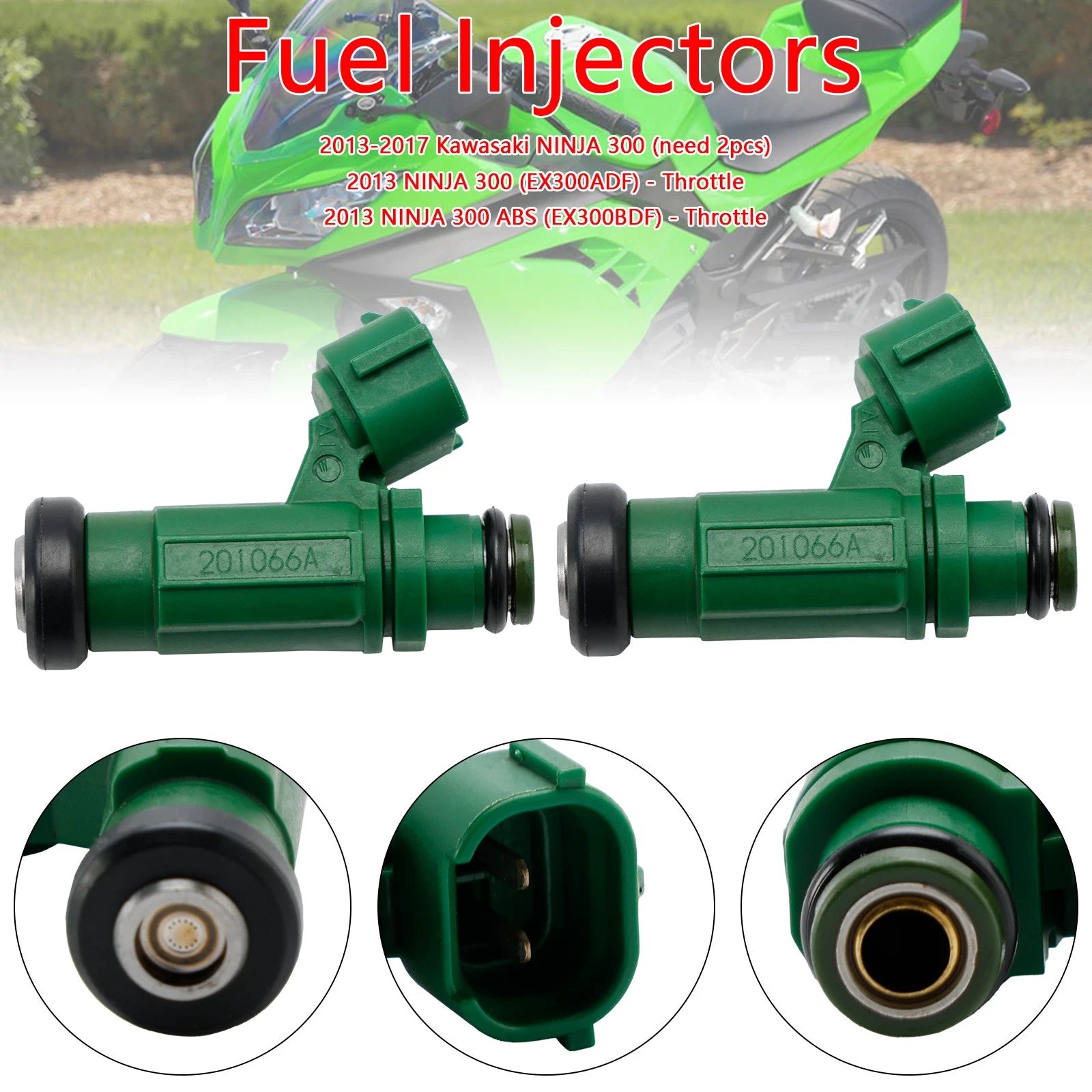 2X Fuel Injector for Kawasaki Versys-X 300 (2017–2022) Ninja 300 (2013–2017) 49033-0558