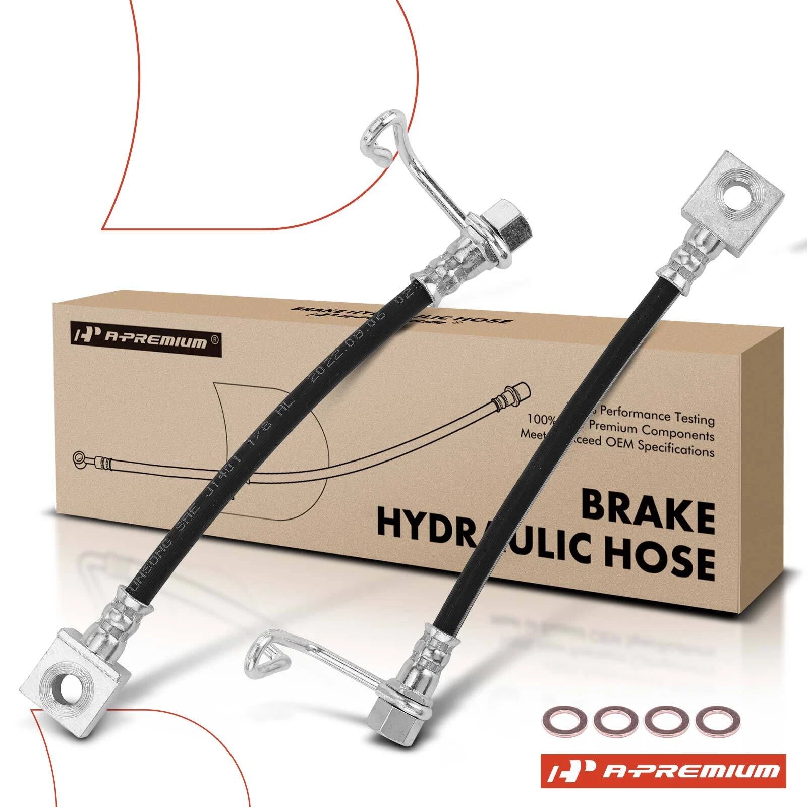 2X Rear Outer Brake Hydraulic Hose for Ford F-250 Super Duty (2011–2016)