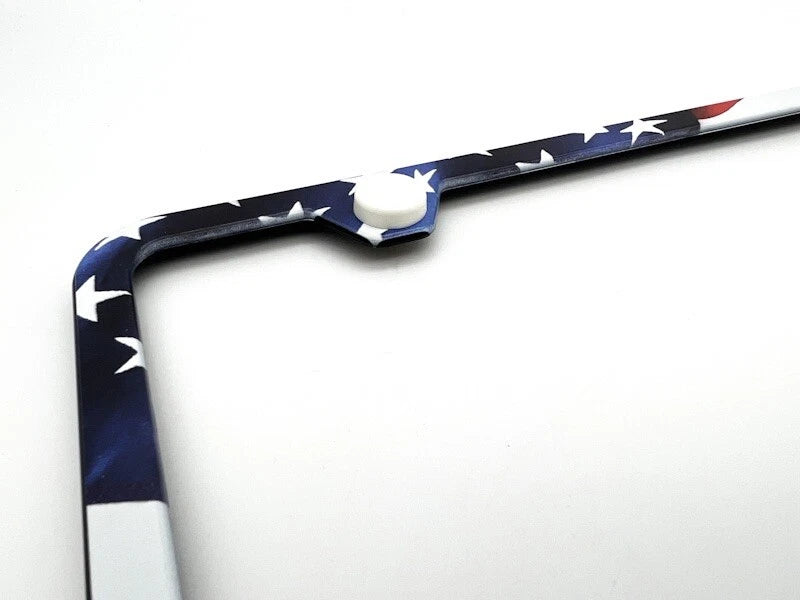 License Plate Frame Plastic with USA Flag Design for Universal Fit (All Years)