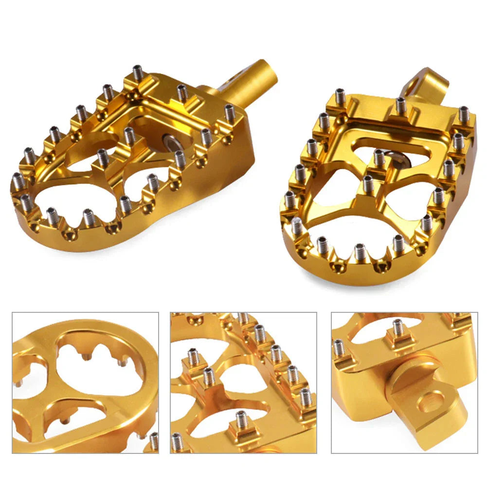 Gold CNC Wide MX Style Foot Pegs for Harley Sportster Softail (2004-2023)