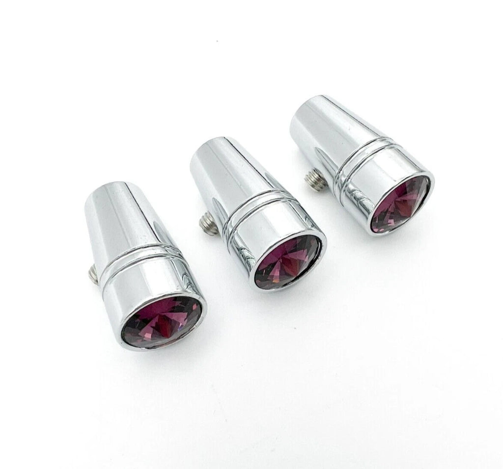 Mini Toggle Switch Extensions 1 Inch Chrome Purple Crystal Set for Peterbilt (2000–2024)