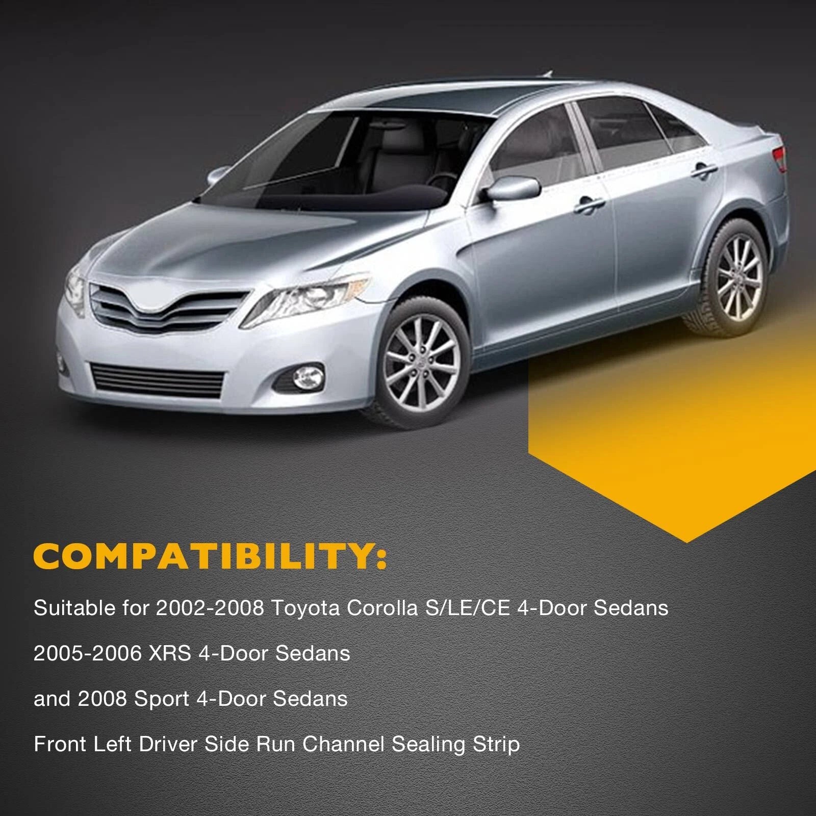 Front Left Door Window Rubber Channel Seal for Toyota Corolla (2002-2008)