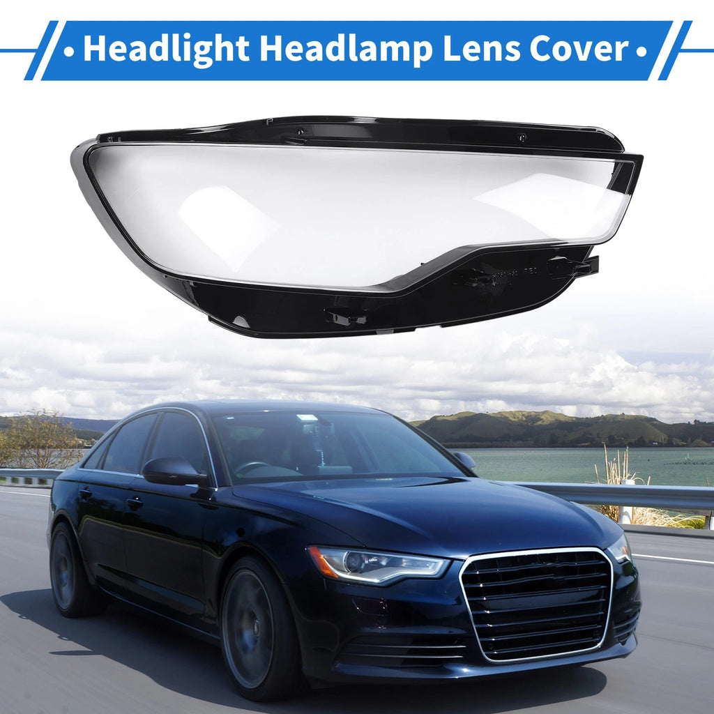 1 Pc Headlight Lens Cover for Audi A6 (2012–2014) Black
