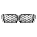 Pair Front Kidney Grille for BMW E46 4D (2002-2005) Chrome Diamond Style